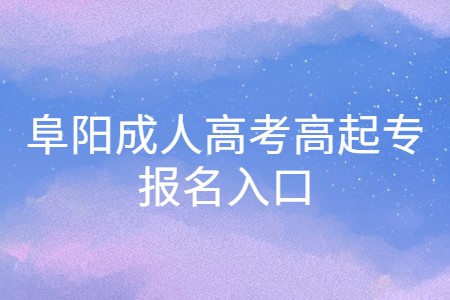 阜陽成人高考高起專報名入口